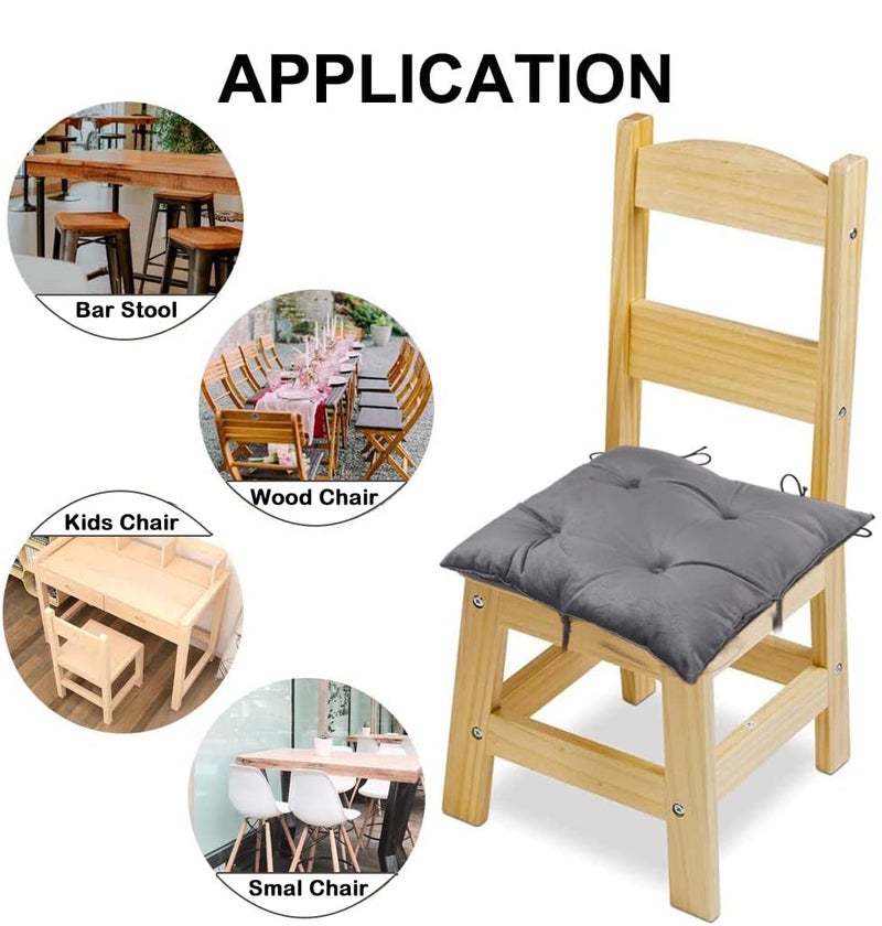 Augld 2 Pack Bar Stool Cushion Small Kids Chair Pad with Ties Square 14â€x14â€x2 Grey - Image 5